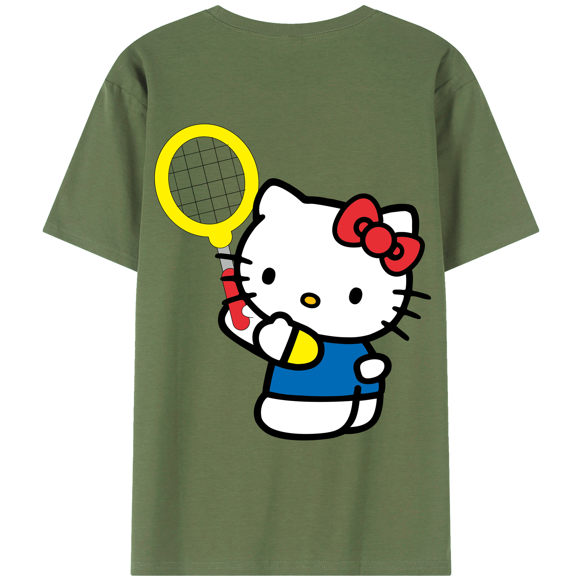 （画像用） Hello Kitty ハローキティ 綿100％ メンズ半袖Tシャツ（バックプリント） 通気性